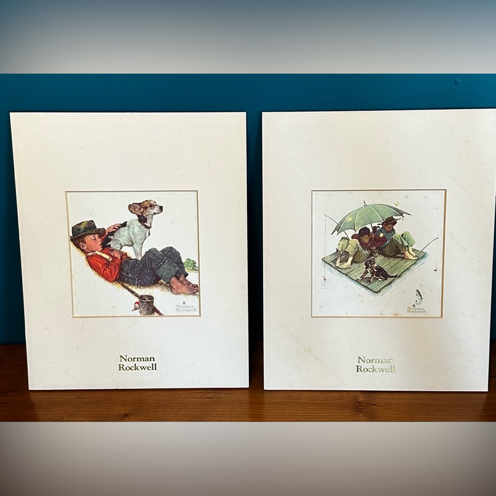Two Vintage Norman Rockwell Boy with Dog Matted Prints (Free Gift?) - Picture 8 of 10